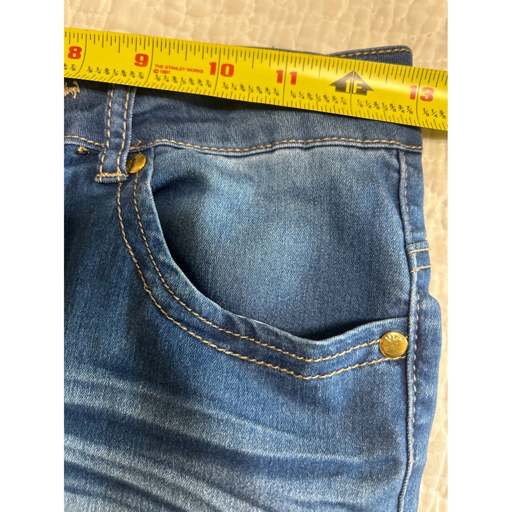 VIP Jeans Womens Blue Mid Rise Raw Hem Capri Denim Jeans Size 1/2 1-6917NB-5 - Picture 6 of 11